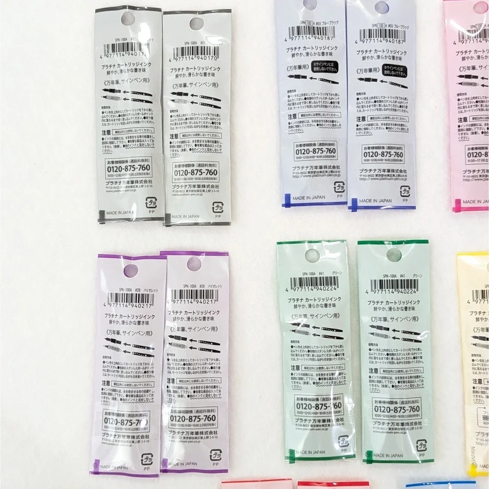 Platinum Preppy Fountain Pen 2-pack Cartridge Refills 8 Ink Colors (Lot of 15)